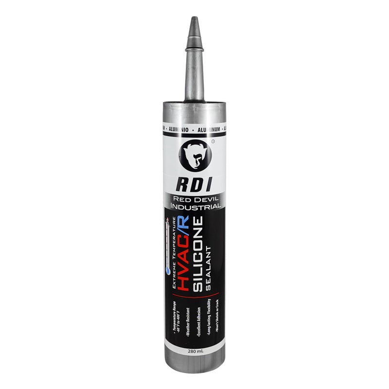 Red Devil 089650 Extreme Temperature HVAC/R Silicone Sealant, 280 ml, Aluminum, 1 Pack, Made in USA - Image 1